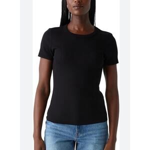 Michael Stars Rico Ultra Rib Crew Neck Tee Black Size M NWT USA Made